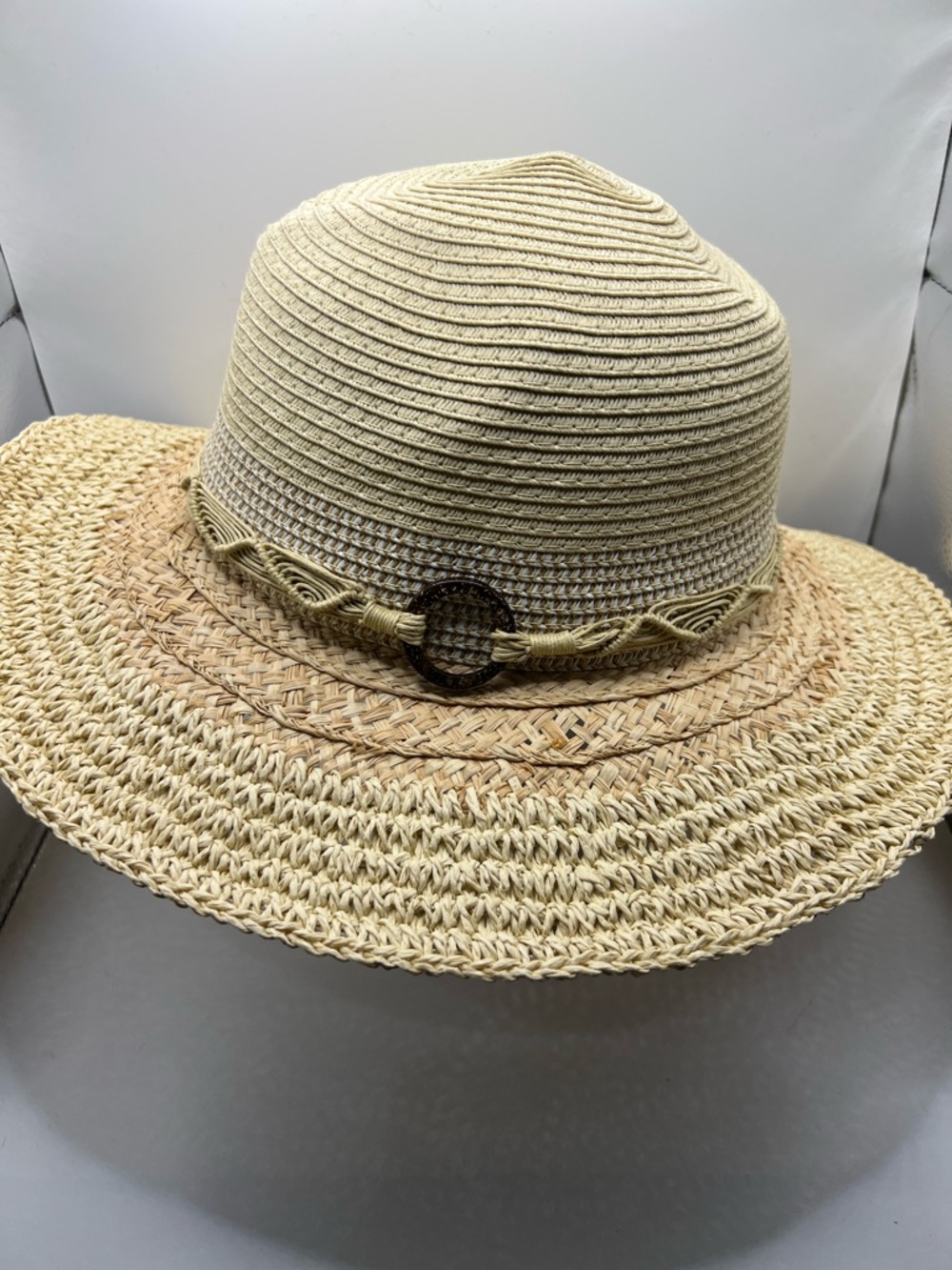 285. NWOT. Scala Raffia Sun Hat with Decorative Band. - Picture 3 of 7